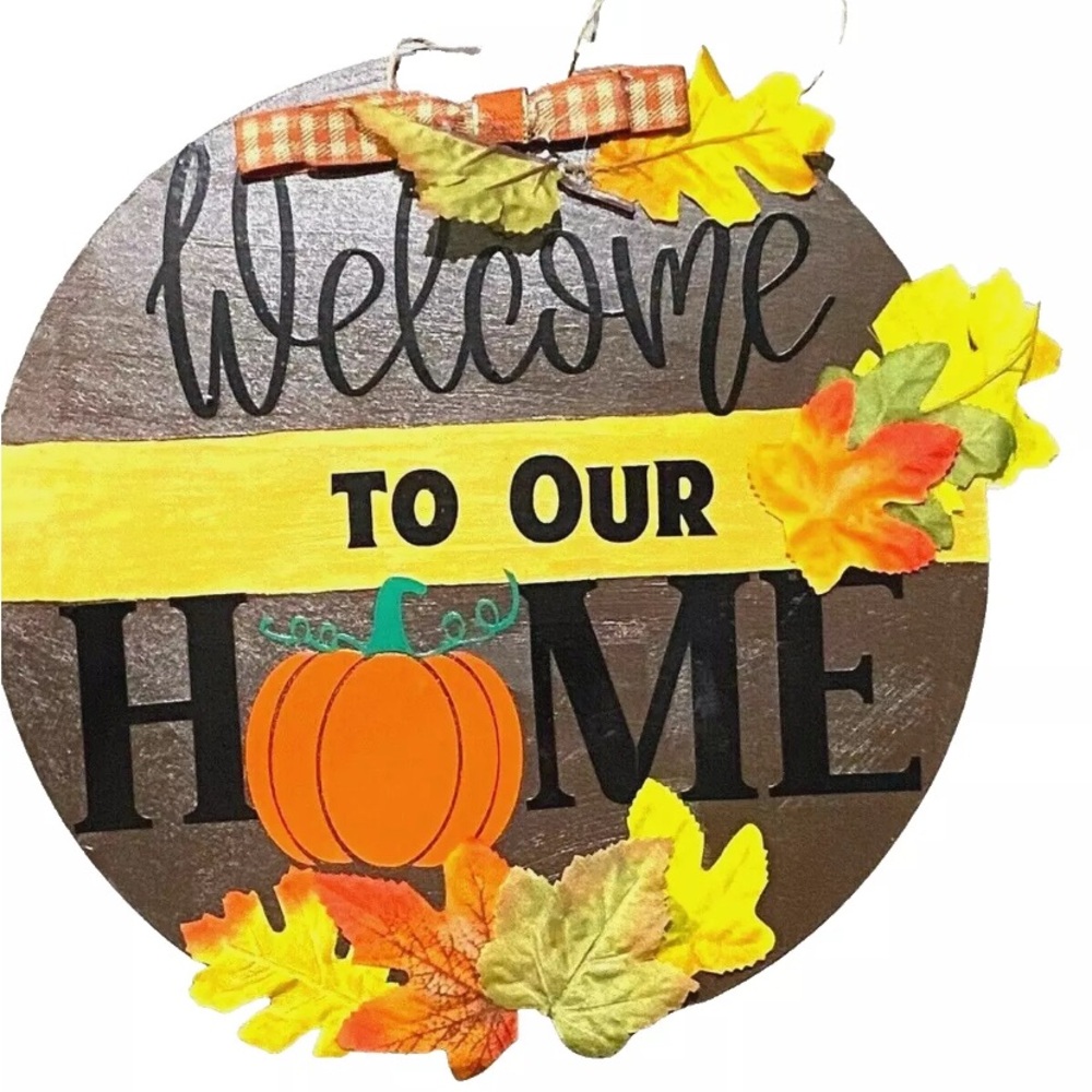 🏡Round Welcome To Our Home Door Hanger Fall Sign indoor and outdoor